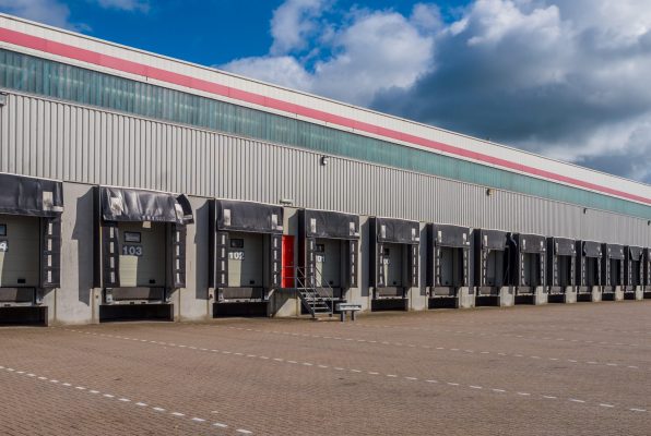 Empty Loading Dock Cargo Doors to a vanishing point as a concept for Economic Growth